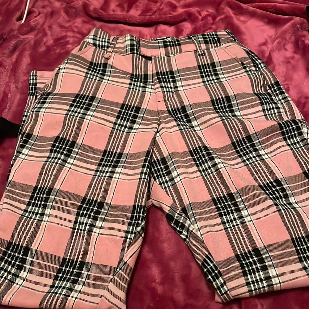 plaid pink cargos
